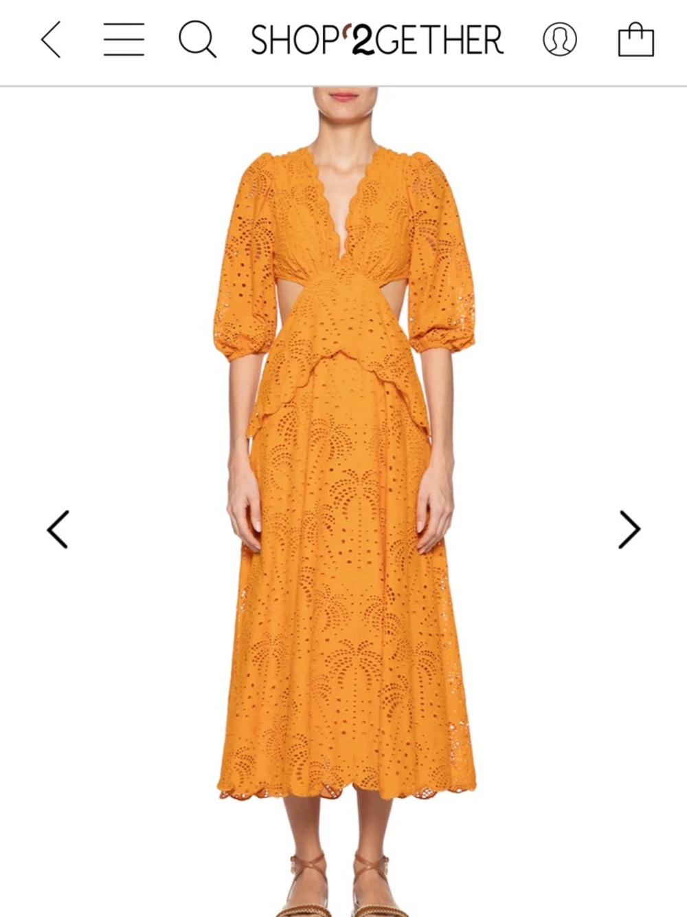 FARM Rio Orange Eyelet Cutout Maxi Dress - Size Small